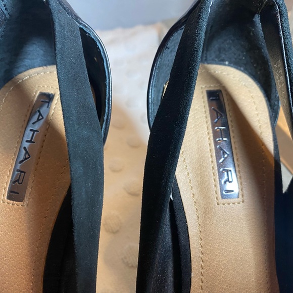 TAHARI Stella Black Suede/Leather Cap Toe Heel - Picture 4 of 16